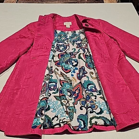 Chicos bright pink 3/4 sleeve 4 button jacket  size 0 petite - Picture 2 of 10